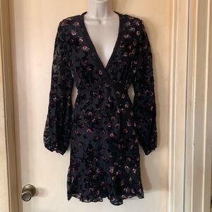 WAYF Black burnout velvet mini dress size S